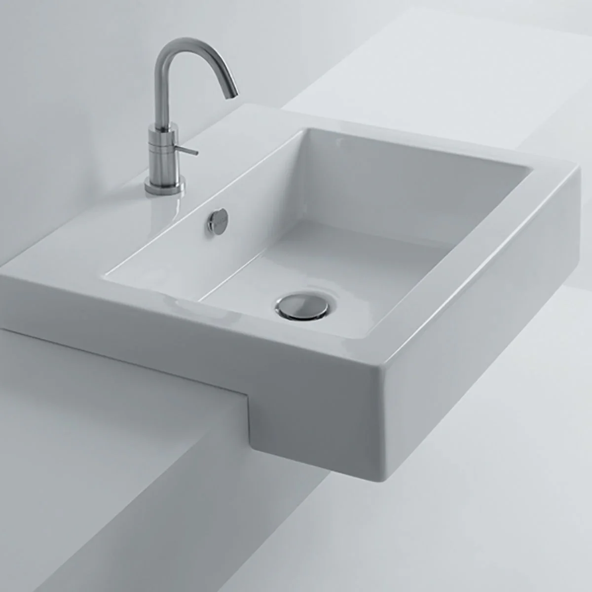 Bulk-Packed 16 x 16" White Semi-Recessed Porcelain Vessel Sink with Overflow, VCS-1616-R-T - Image 5