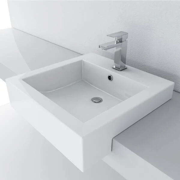 Bulk-Packed 16 x 16" White Semi-Recessed Porcelain Vessel Sink with Overflow, VCS-1616-R-T - Image 6