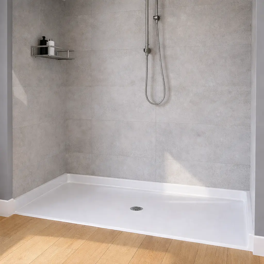 62" x 32" Roll-In ADA Acrylic Shower Base, ADA-SP-6232-10 - Image 4