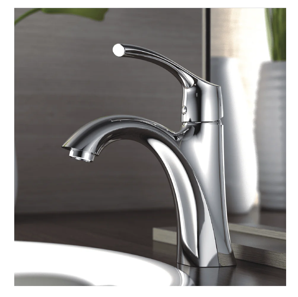 Single Handle 1-Hole Bathroom Faucet with Pop-up Drain in Chrome, A-6550-C - Image 4