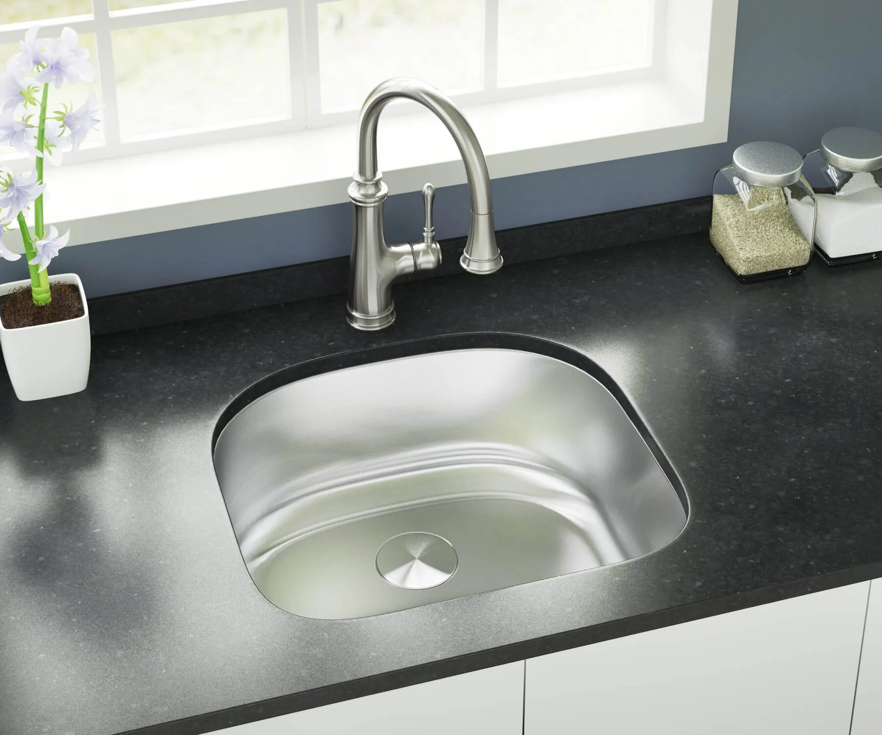 Brushed Nickel Single Hole, Single Handle Kitchen Faucet with Pull-Down Sprayer, A-726-BN - Image 5