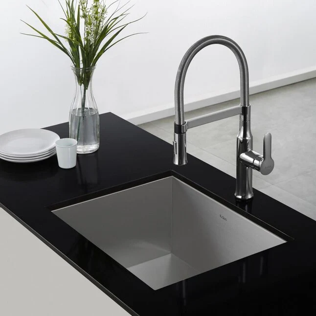 Chrome Single Handle Spring Kitchen Faucet with Sprayer, A-730-C - Image 4