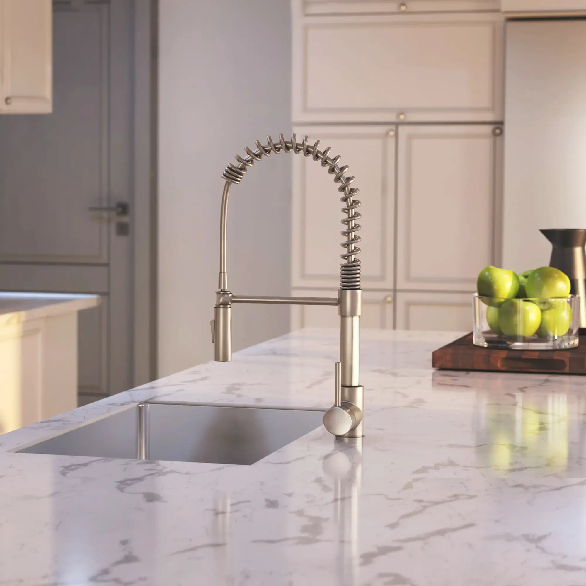 Spring Kitchen Faucet with Pull-Down Sprayer in Brushed Nickel, A-807-BN - Image 3