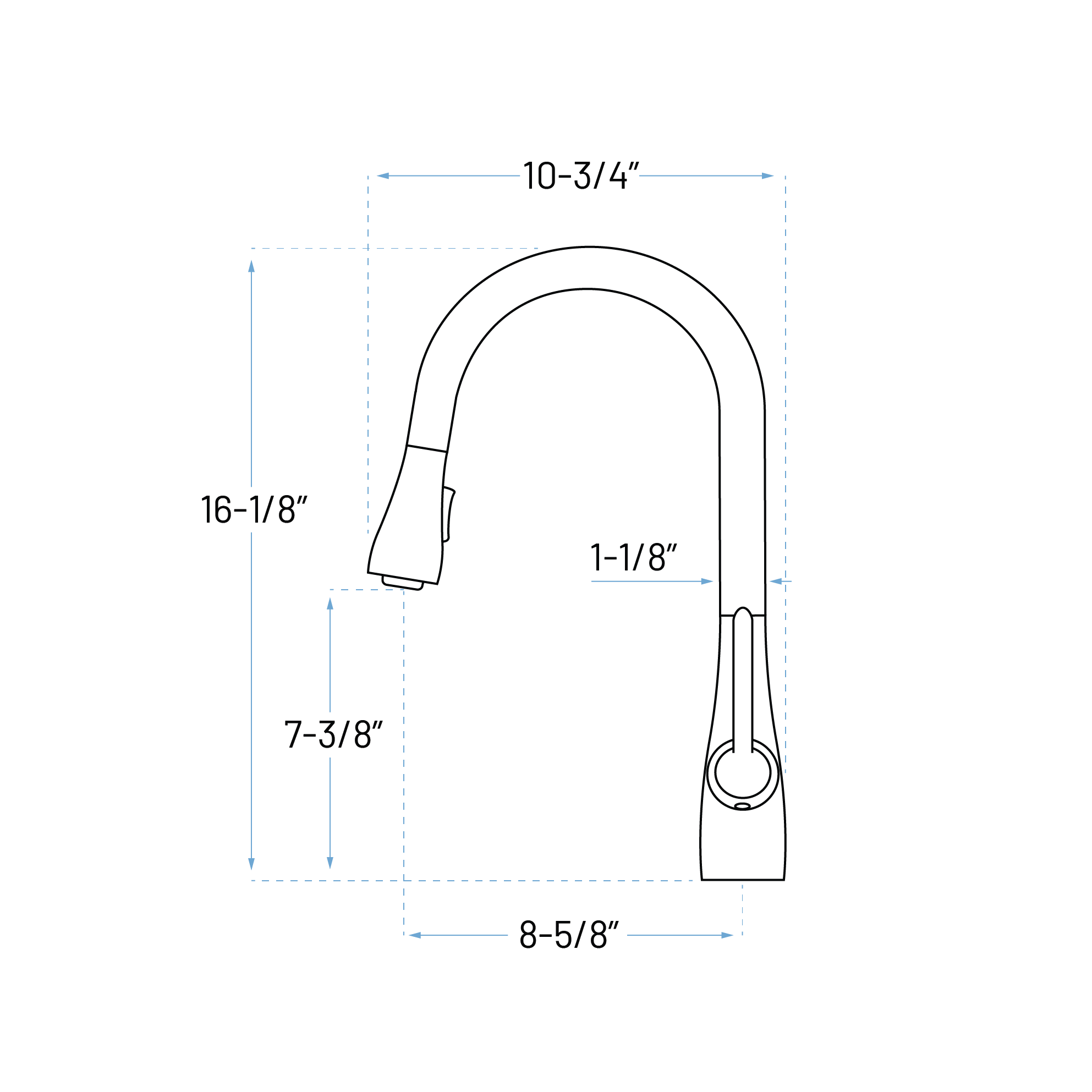 Black Single Handle Pull-Down Sprayer Kitchen Faucet, A-810-BL - Image 2