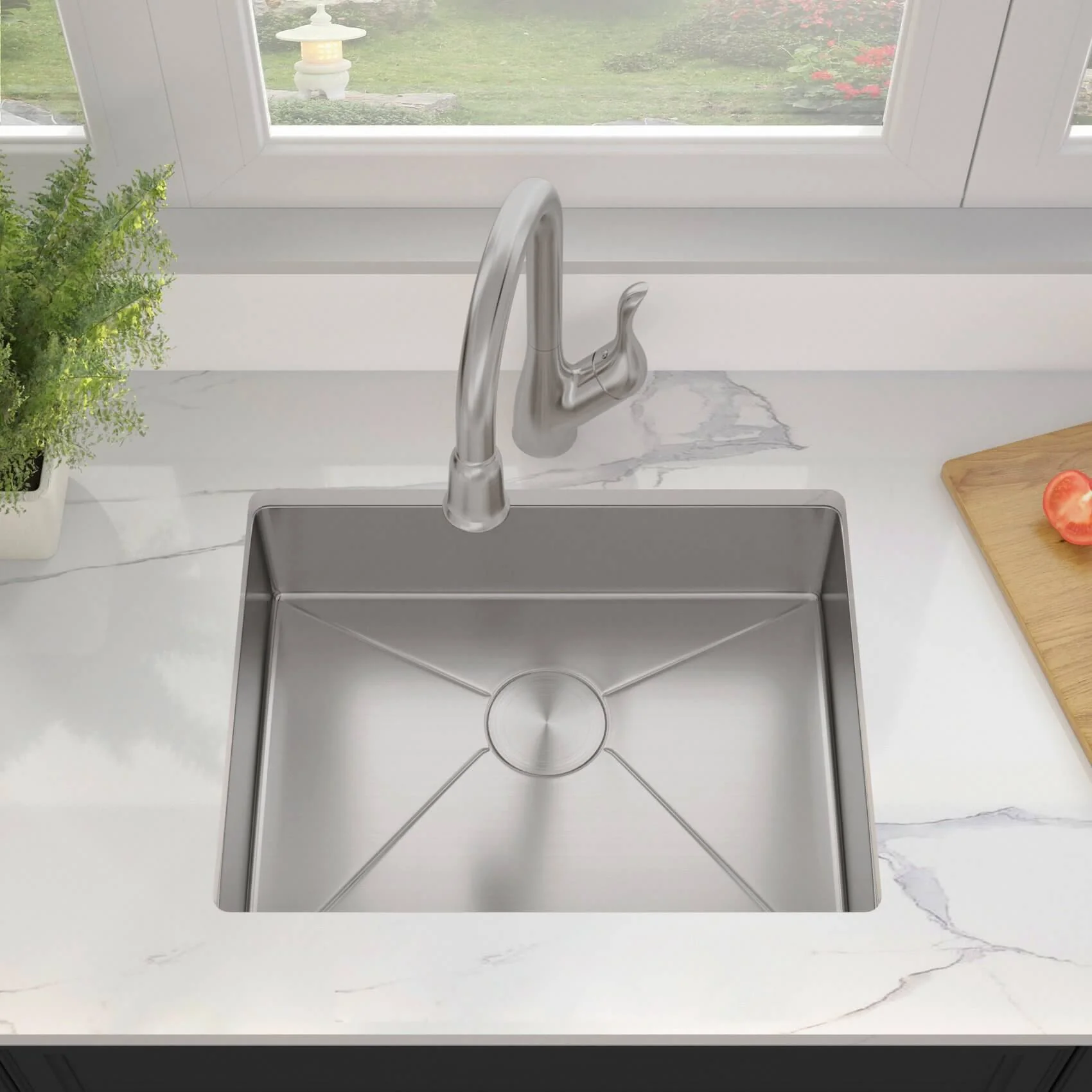 27" Undermount Stainless Steel Single Bowl ADA-Compliant Kitchen Sink, ADA-KH-2718-S-R20 - Image 3