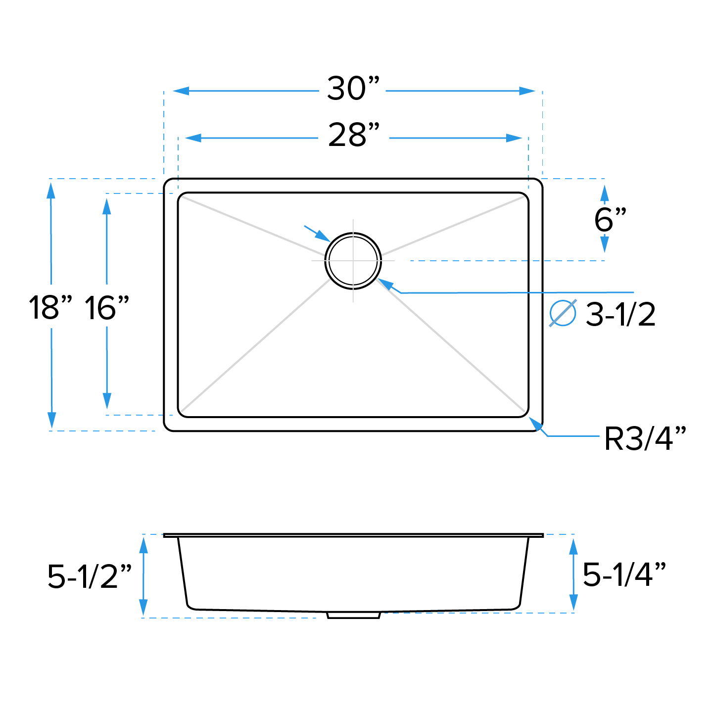 30" Undermount Stainless Steel Single Bowl ADA-Compliant Kitchen Sink, ADA-KH-3018-S-R20 - Image 5