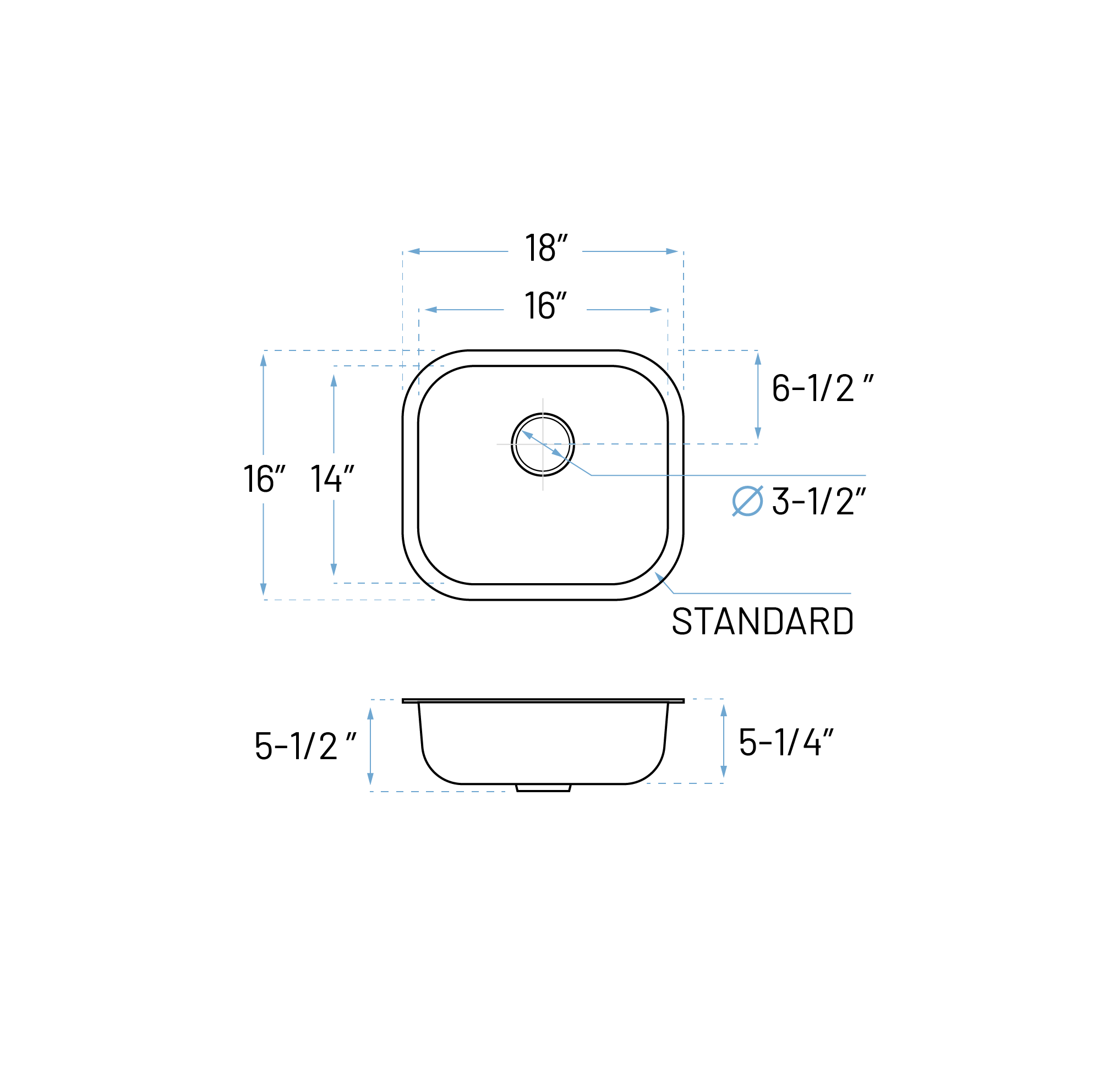 18" Compact Undermount Stainless Steel Single Bowl ADA Bar and RV Sink, ADA-KSN-1816-S - Image 5