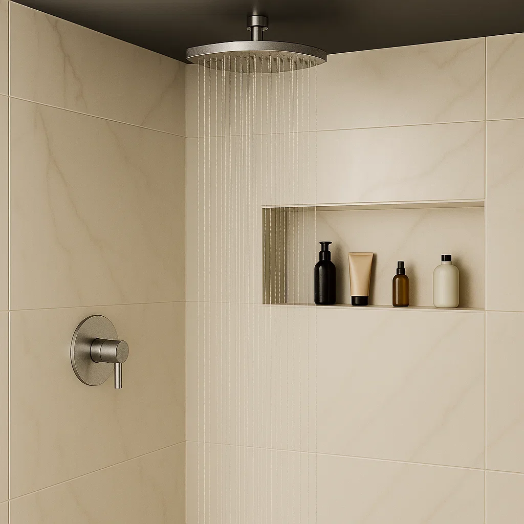 8" Round Brushed Nickel Single-Function Rain Shower Head, AL8-06-BN - Image 3
