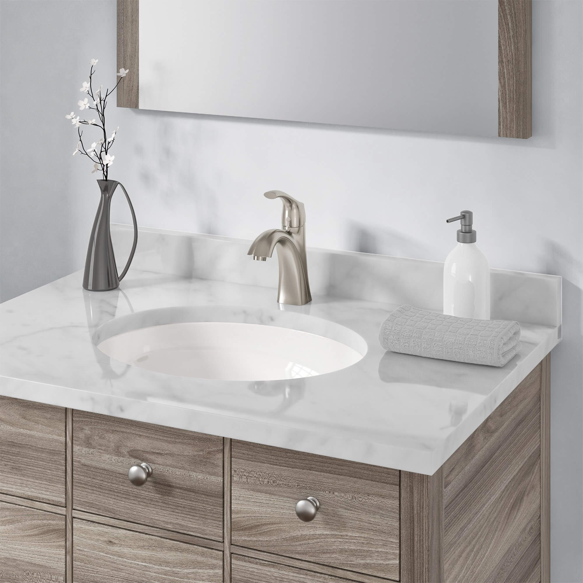16-1/4" Oval Porcelain Undermount Bathroom Sink with Overflow Drain in White, VCS-1114-O - Image 3