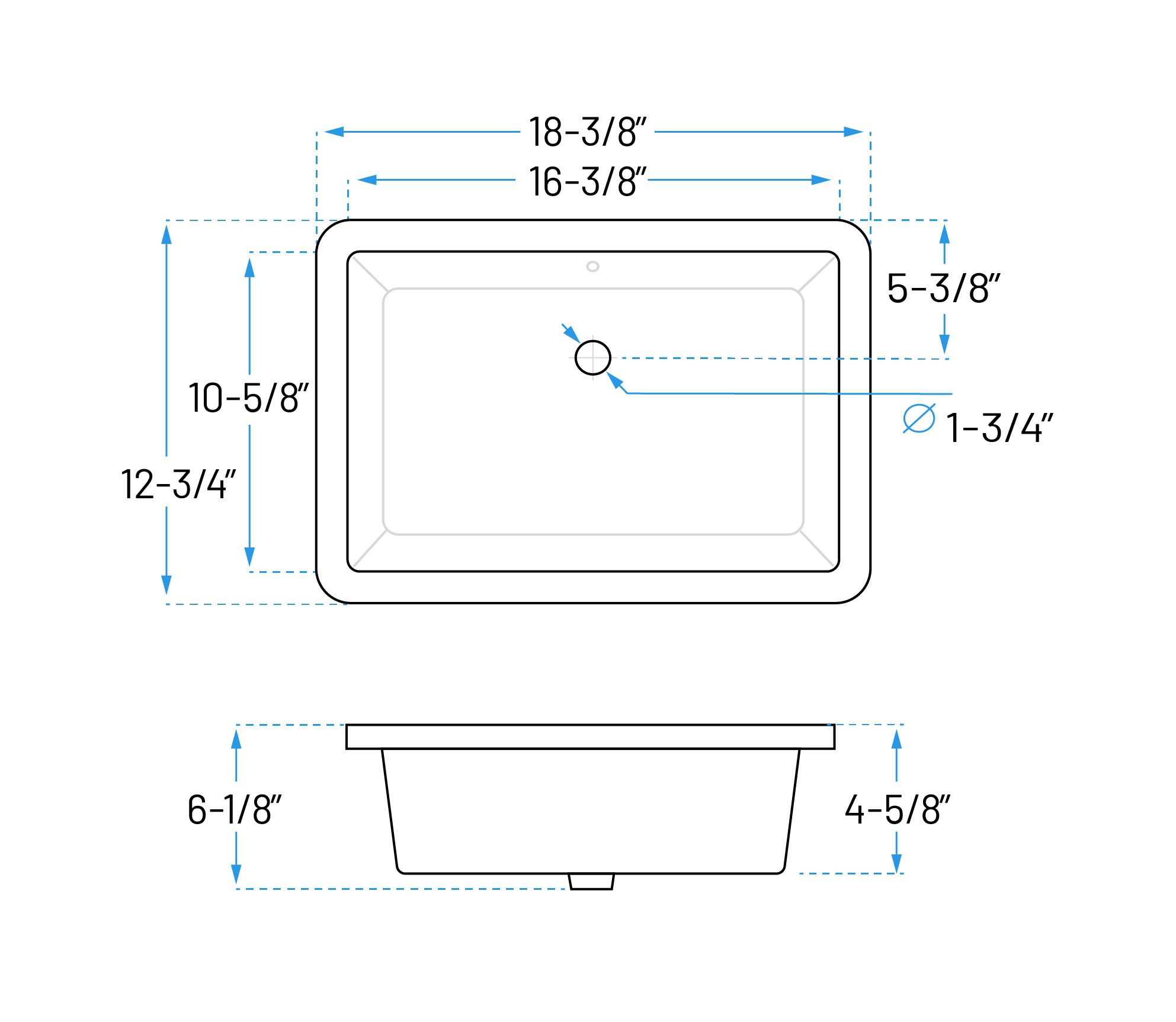 Bulk-Packed 18 x 12" Rectangular Porcelain Undermount Bathroom Sink with Overflow in White, VCS-1016-R - Image 5