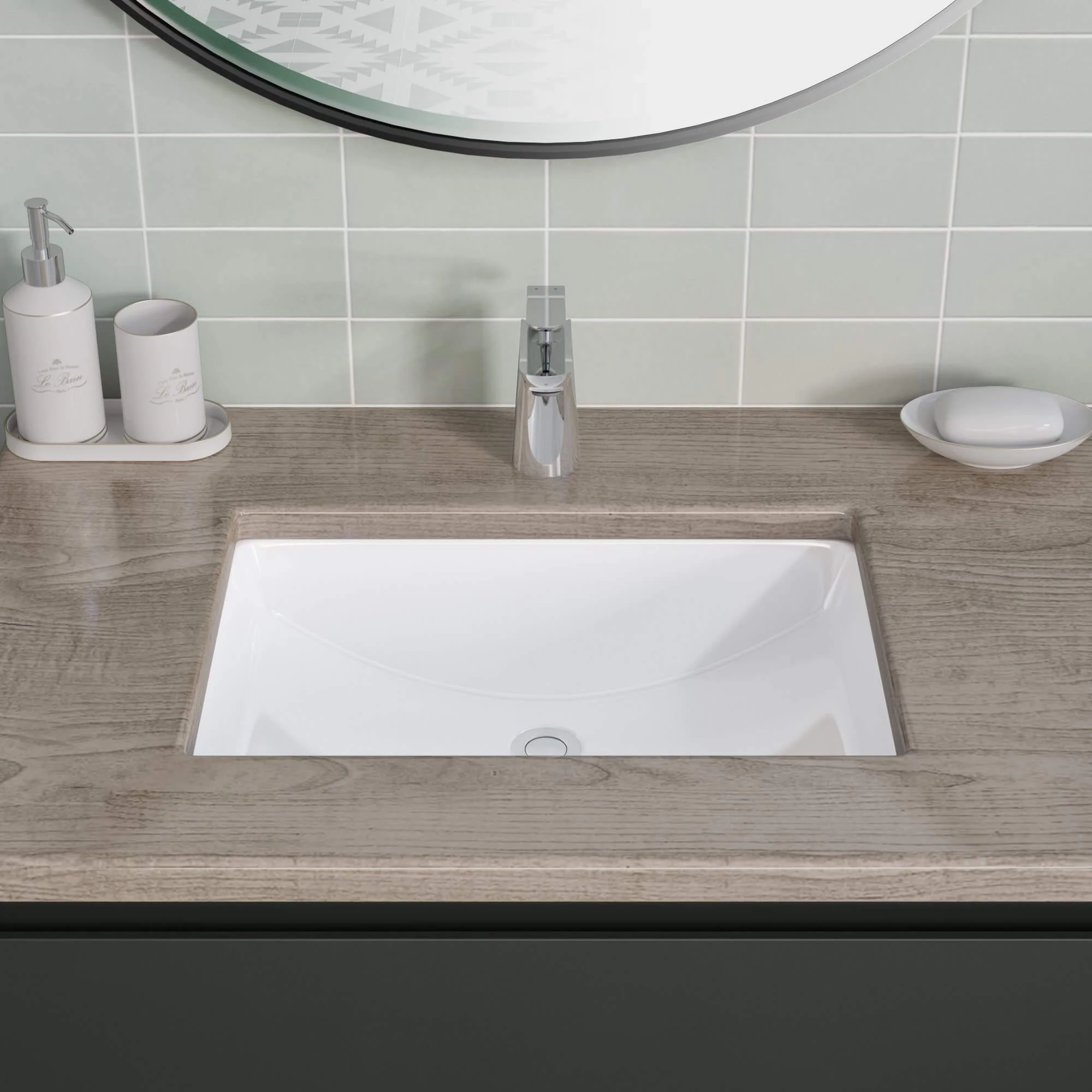 20-5/8" Rectangular Porcelain Undermount Bathroom Sink with Overflow Drain in White, VCS-1218-R - Image 3