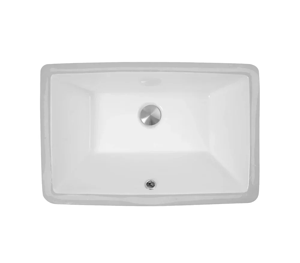 21" Rectangular Porcelain Undermount Bathroom Sink with Overflow Drain in White, VCS-1118-R - Image 6