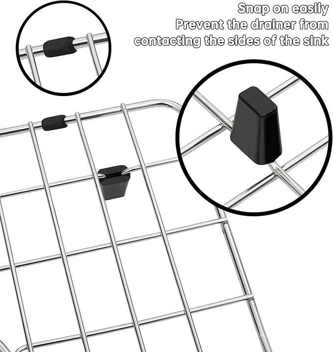 8-Pack Black Replacement Feet Protectors for Sink Grid, AL6-13 - Image 3