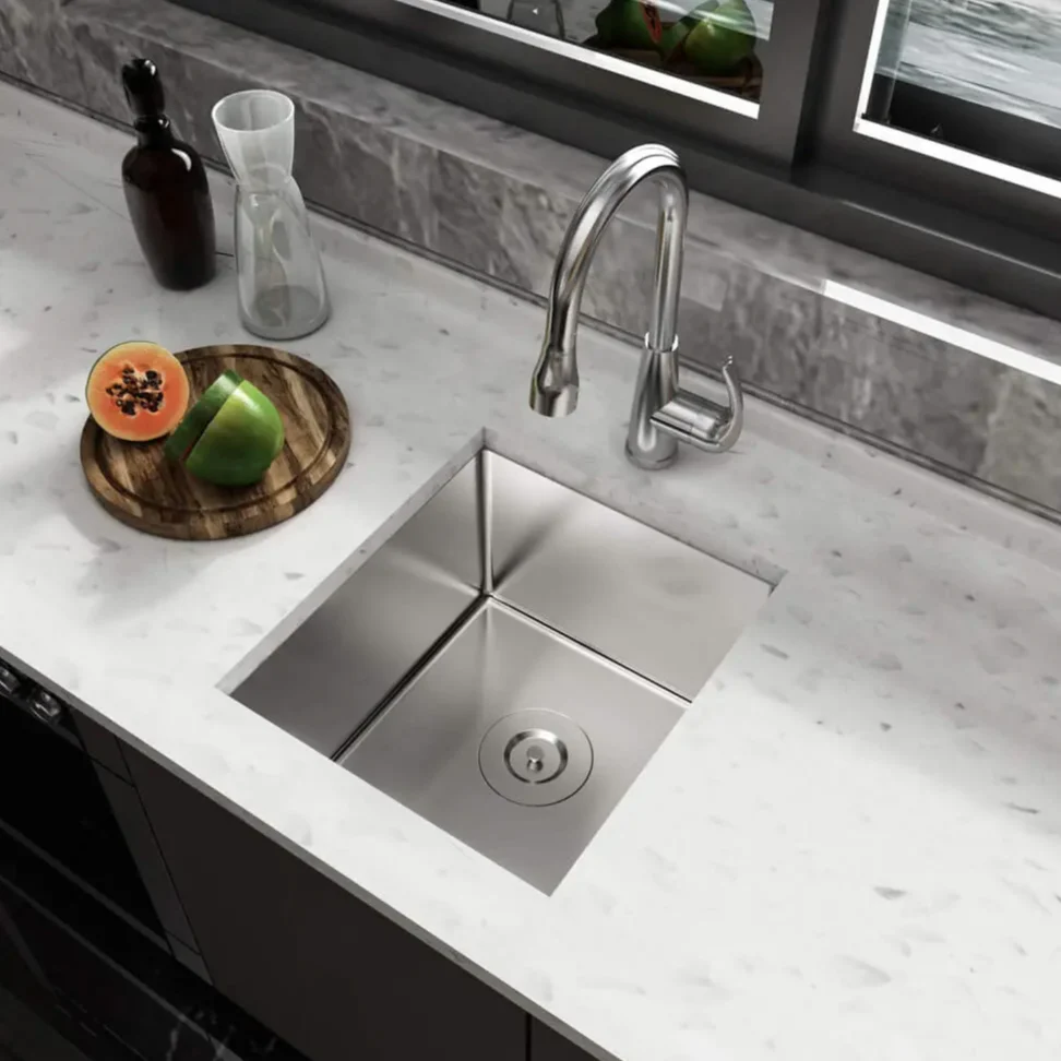 17" Undermount Stainless Steel Deep Bar and RV Sink, KH-1717-10-S-R15 - Image 3