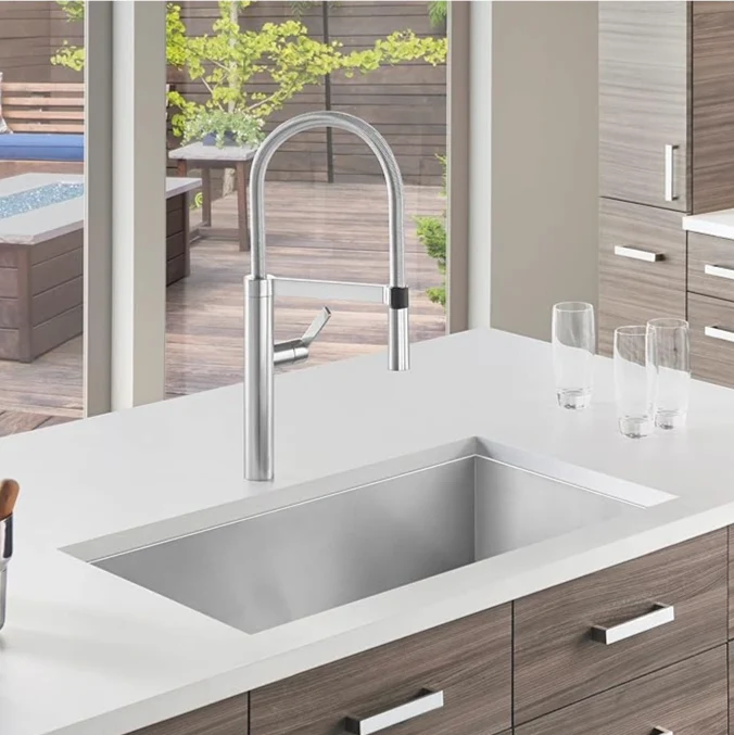30" Zero Radius Undermount Stainless Steel Single Bowl Kitchen Sink, KH-3018-10-S-R0 - Image 3