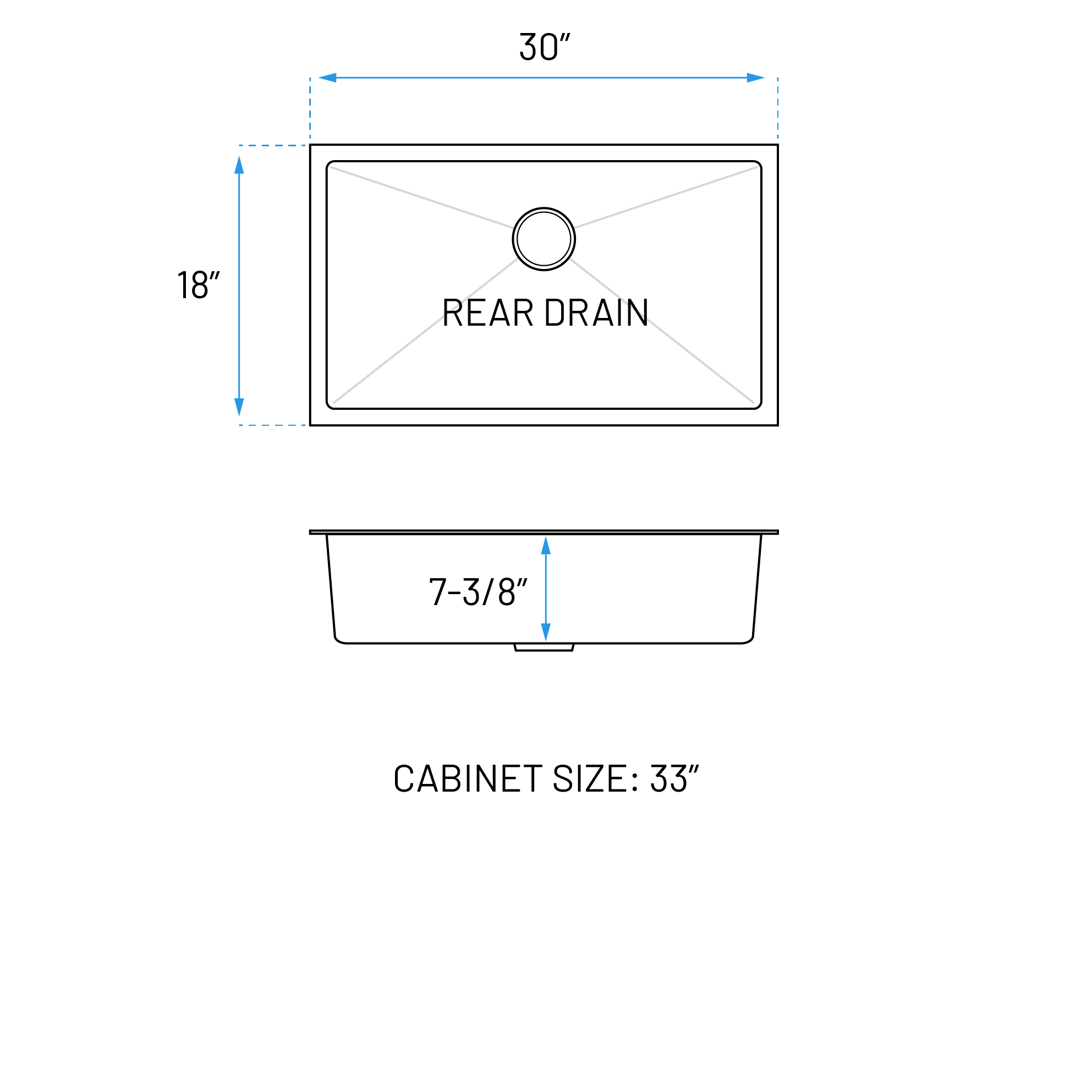 30" Extra Large Undermount 7-Inch Deep Stainless Steel Single Bowl Kitchen Sink, KH-3018-7-S-R15 - Image 2
