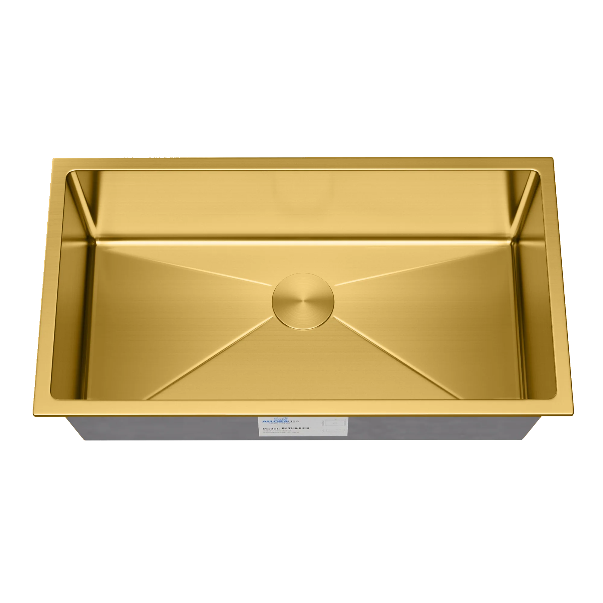 30" Gold Undermount Stainless Steel Single Bowl Kitchen Sink, KH-3018-9-S-R15-GL - Image 7
