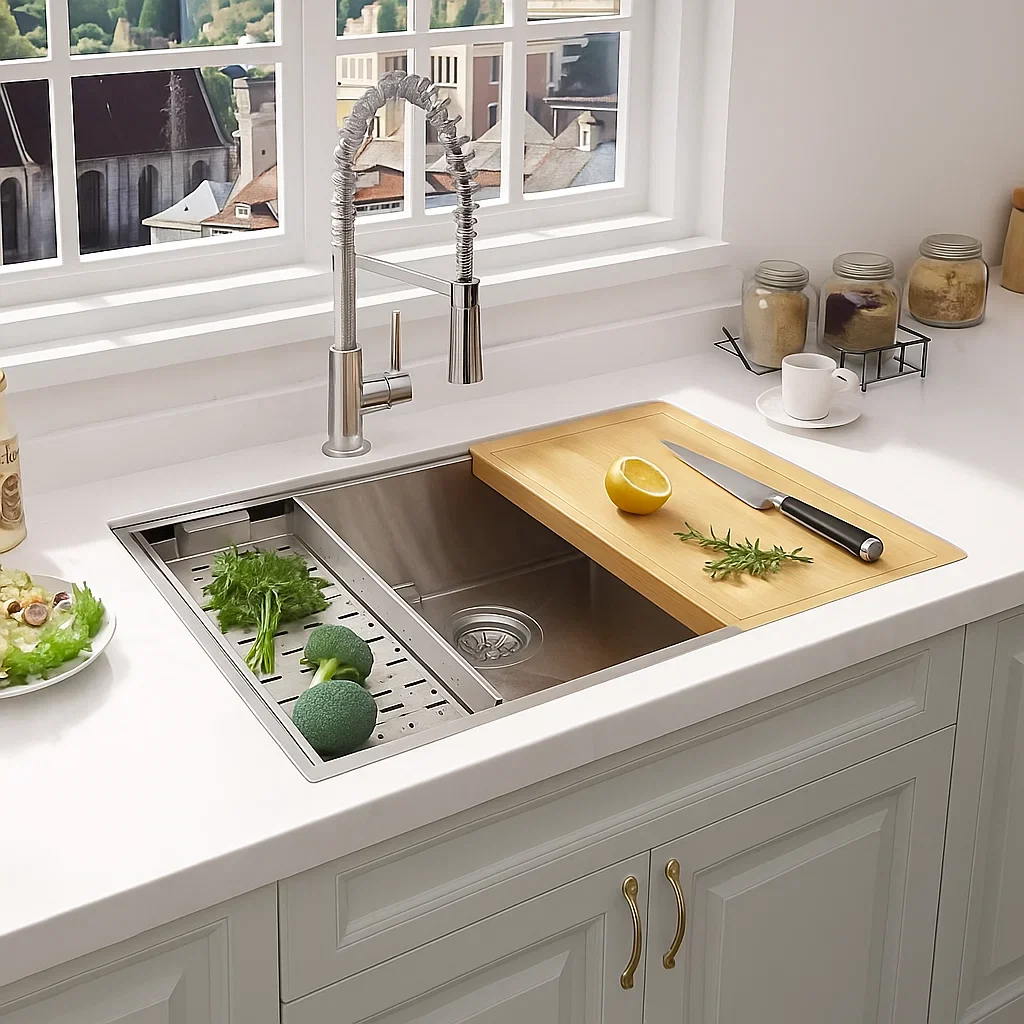 33" Extra-Large Workstation Undermount Stainless Steel Kitchen Sink, KHWS-3318-10-S-R15 - Image 3