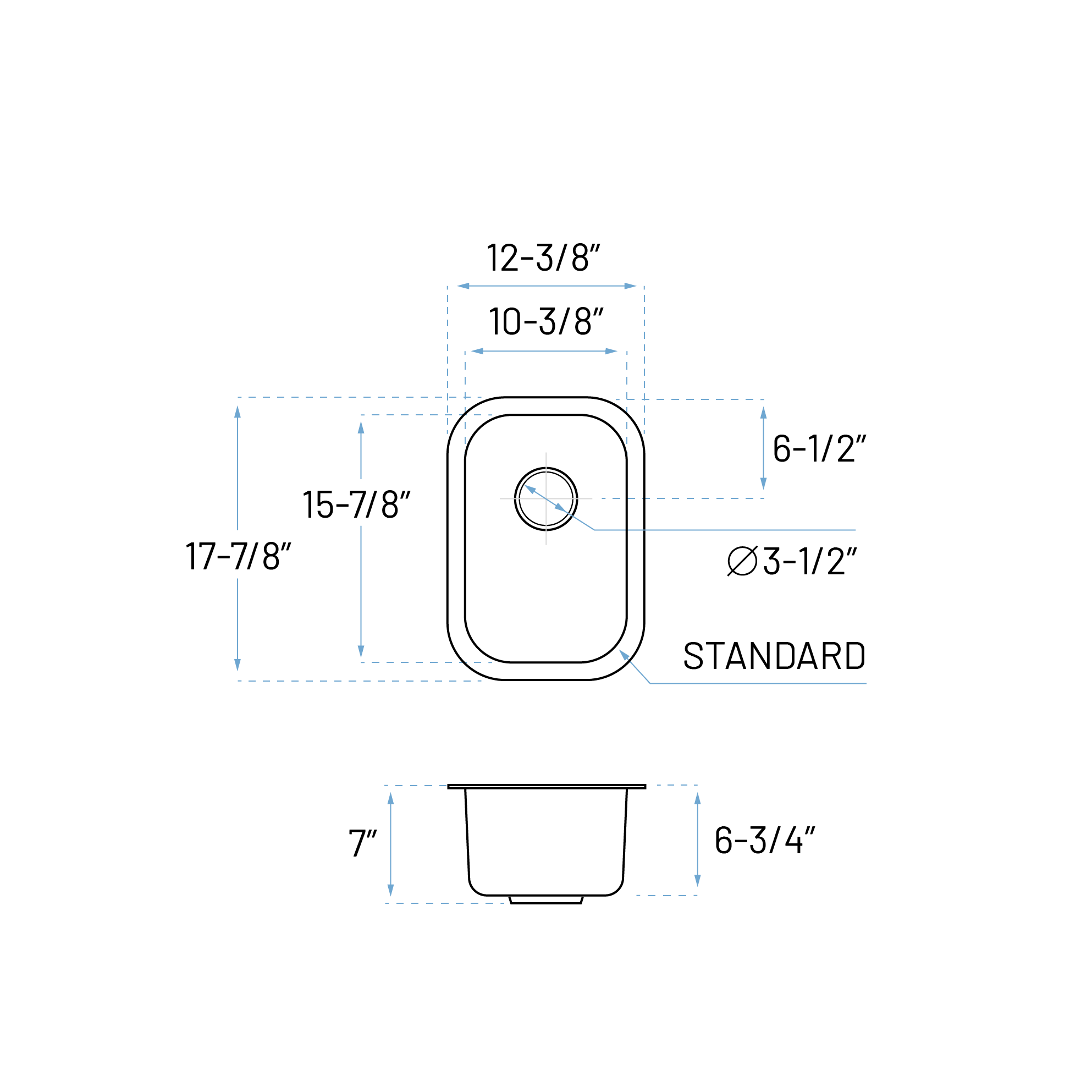 12" Undermount Stainless Steel Single Bowl Bar and RV Sink, KSN-1218-8-S - Image 6