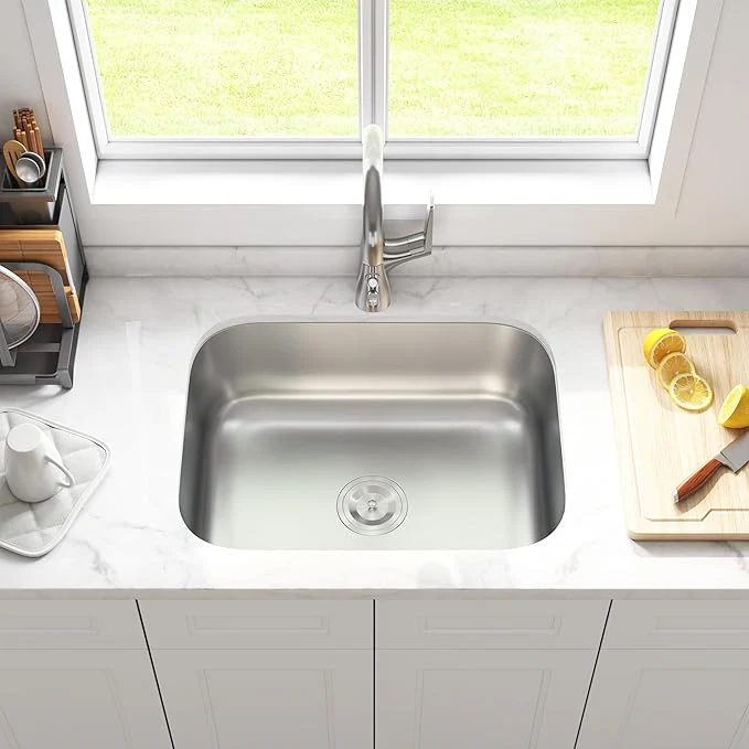 23" Undermount Stainless Steel Single Bowl Kitchen Sink, KSN-2318-9-S - Image 3