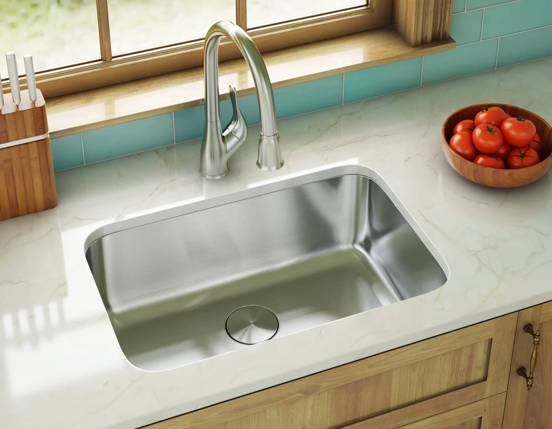 27" Undermount 7-inch Deep Stainless Steel Single Bowl Kitchen Sink, KSN-2718-7-S - Image 3