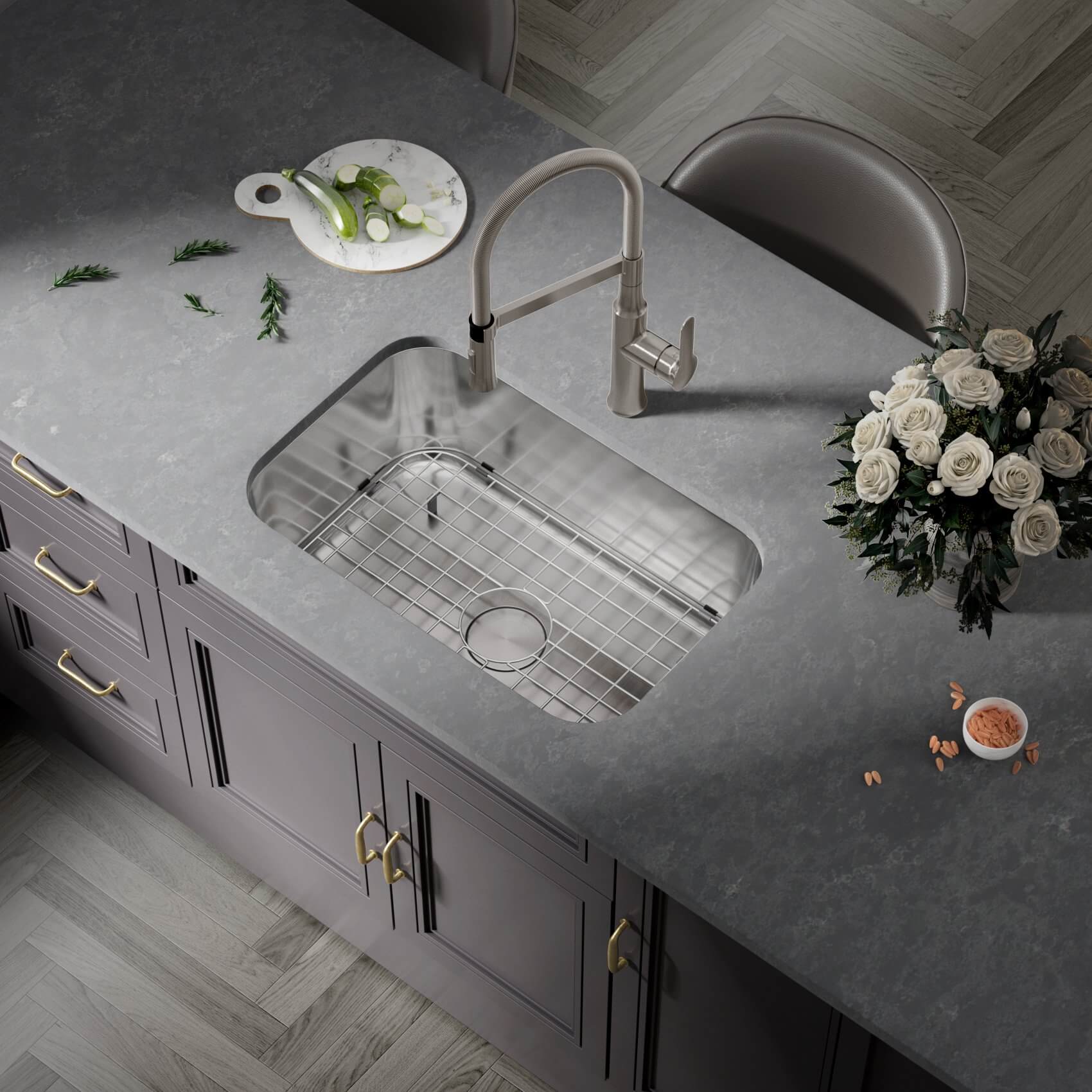 32" Extra-Large Undermount Stainless Steel Single Bowl Kitchen Sink, KSN-3218-9-S - Image 6