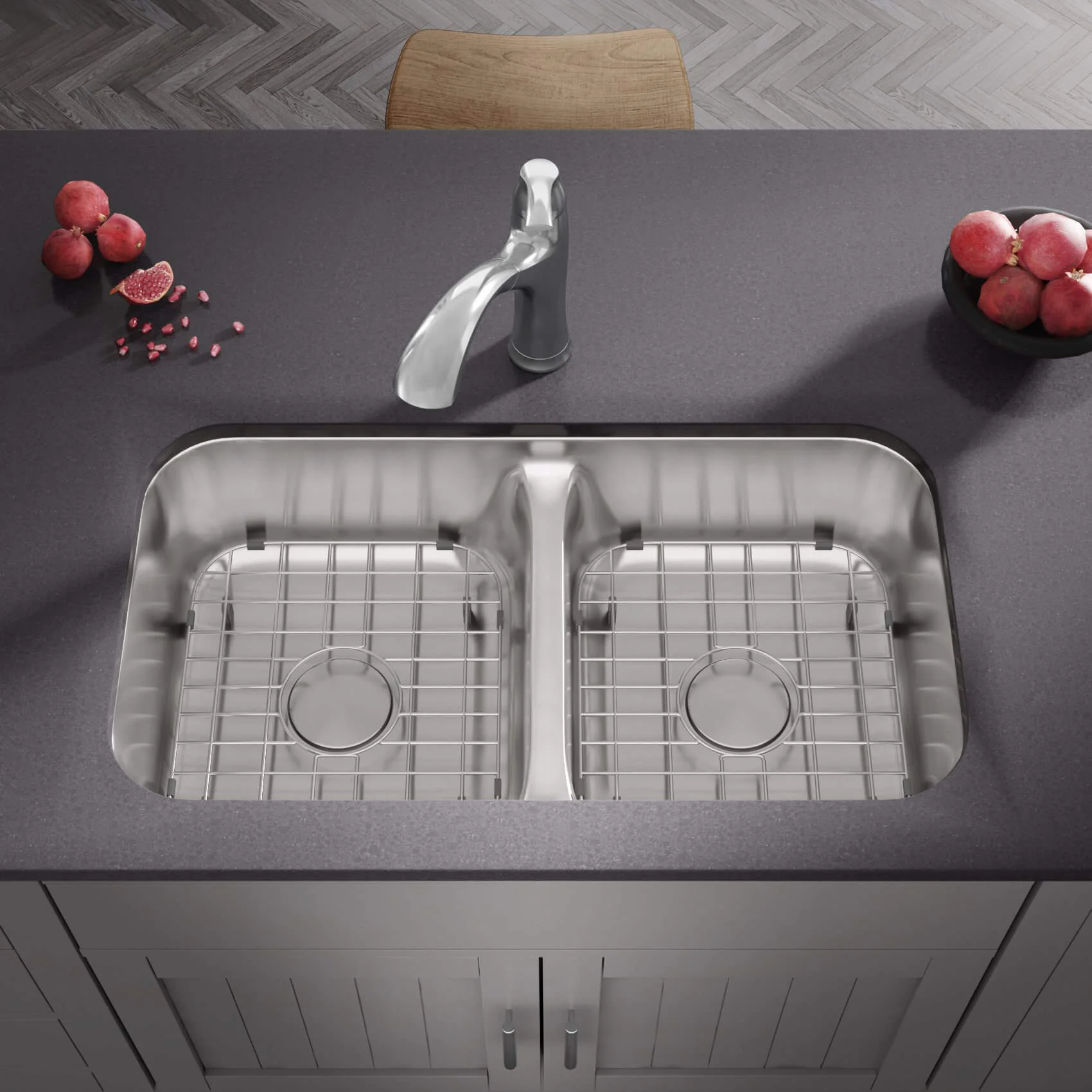 32" Undermount Low Divide 50/50 Double Bowl Stainless Steel Kitchen Sink, LD-3218 - Image 4