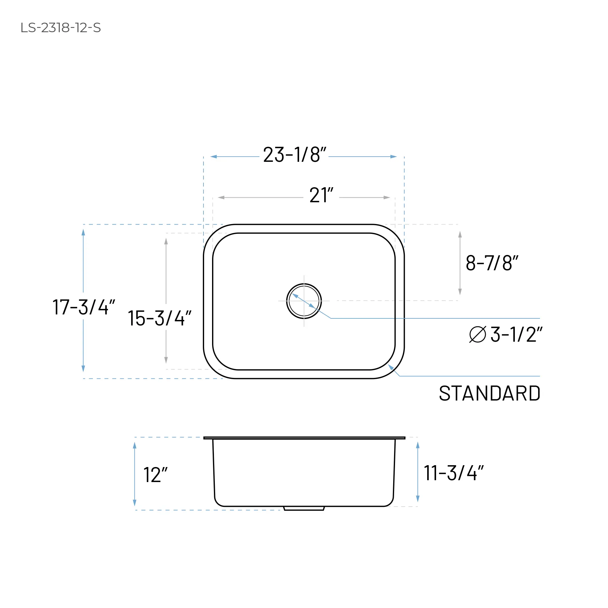 23" Stainless Steel Deep Undermount Laundry Sink, LS-2318-12-S - Image 6
