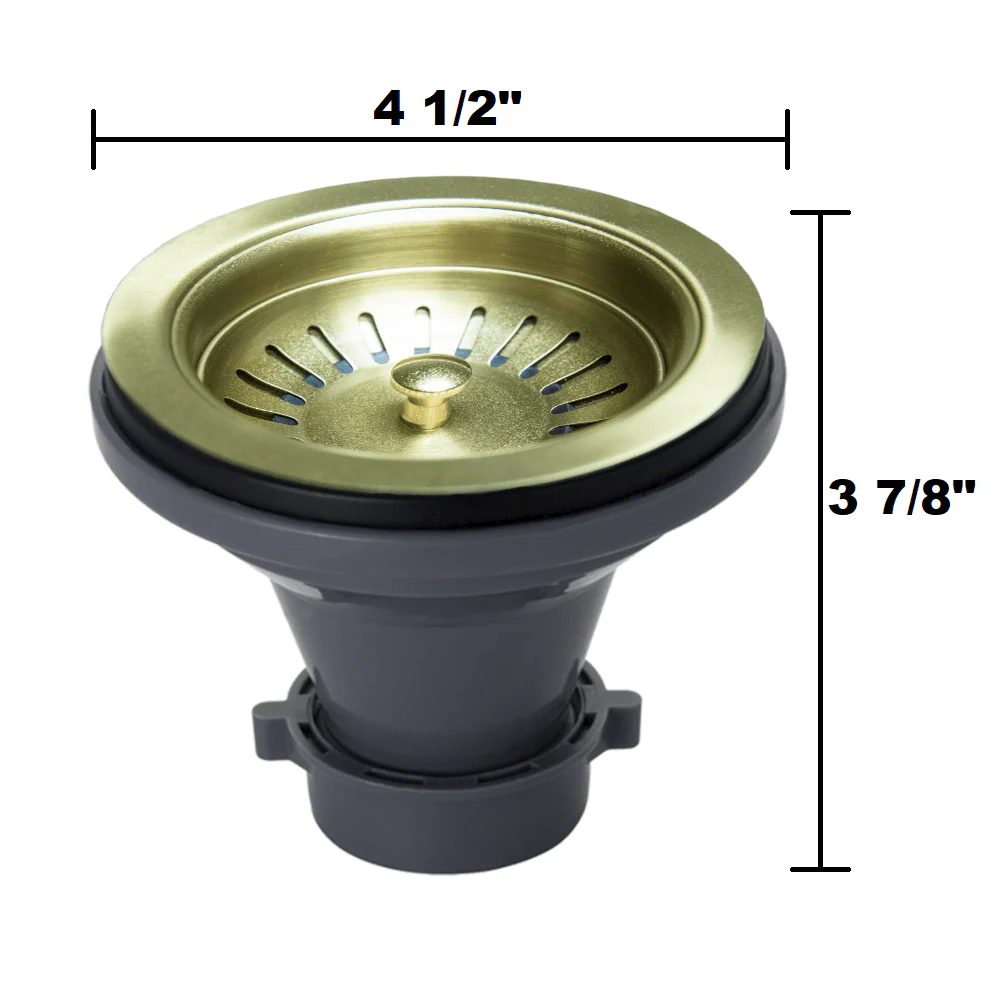 Brushed Gold Basket Strainer Set for 3-1/2" Drain Openings, SR-330-GL - Image 4