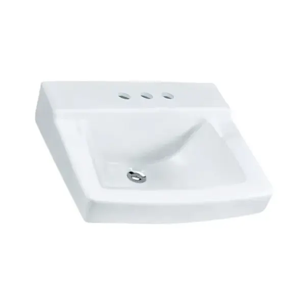 19" Rectangular Wall Mount Porcelain Bathroom Sink with Oveflow Drain in White, WMC-1918-R - Image 4